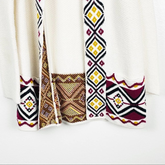 OLD NAVY White Long Sleeves AztecTrim Open Front Cardigan, Size Small - Picture 9 of 10